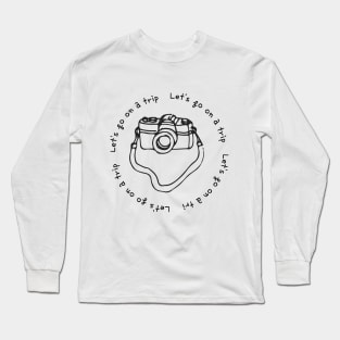 Lets go on a trip,camera,pink Long Sleeve T-Shirt